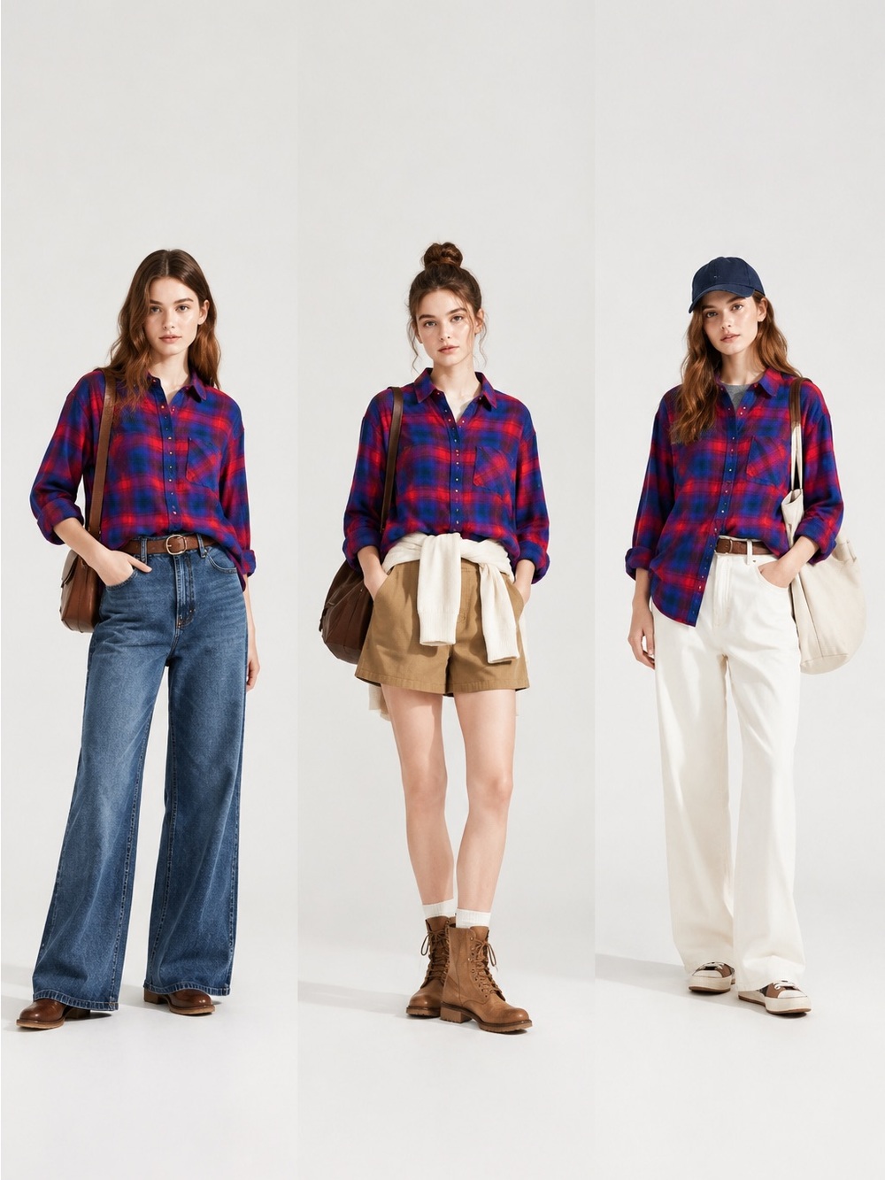 American Eagle Vintage Boyfriend Plaid Shirt Women’s L Blue Red